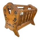 Vintage Ethan Allen Colonial Wood Magazine Rack Floral Cottagecore Signed