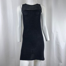 PRADA Textured Knit Mesh Mini Tank Dress Black Sz38 US2