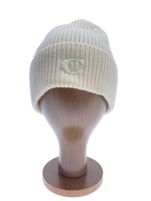 COACH Knit Cap Wool, White, Solid Color, Men's