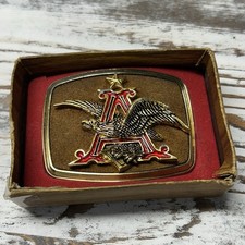 ANHEUSER-BUSCH Belt Buckle 1979 Vintage Raintree Leather