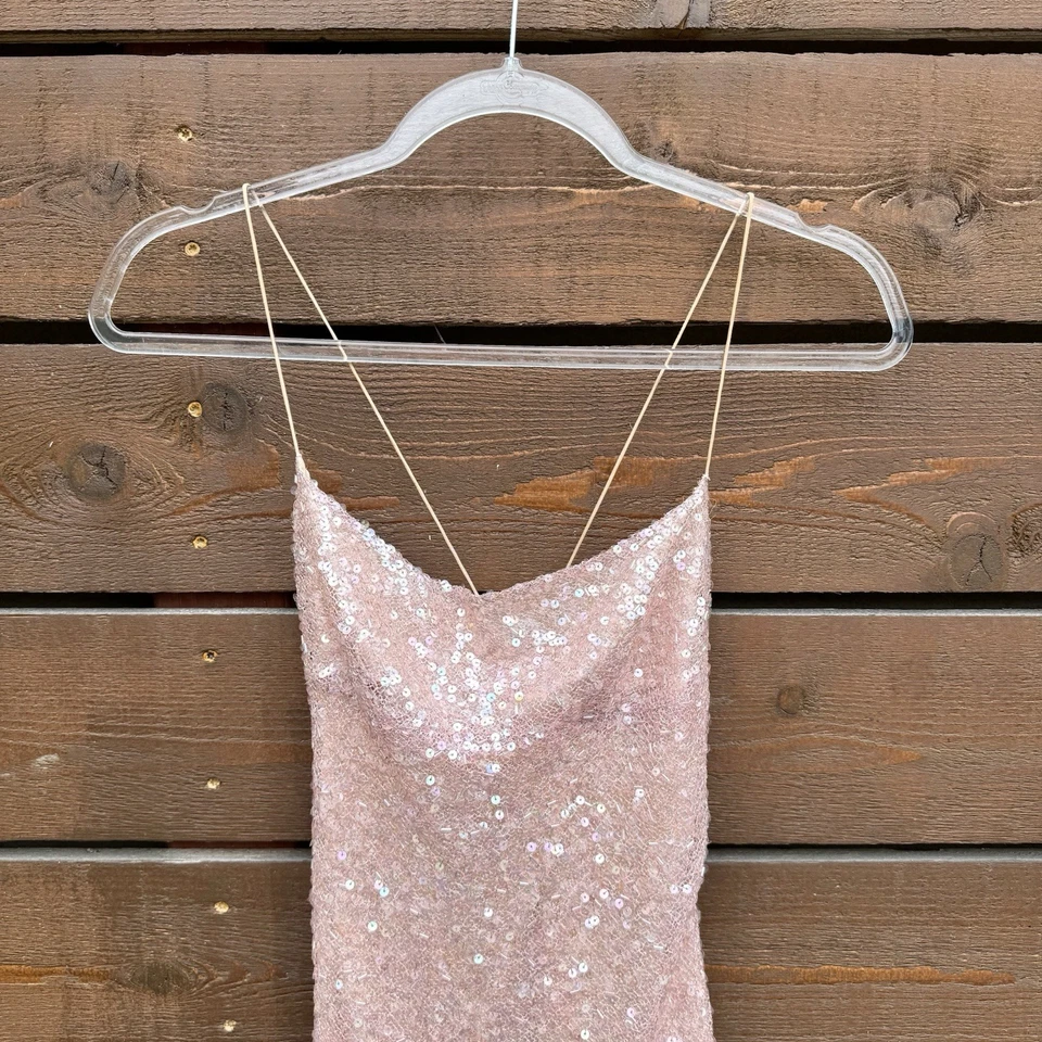 Vestido Vaina Vintage Años 90 Y2K Richard Tyler Couture Red Malla Lentejuelas Talla 4 Rosa Foto 2 de 4