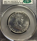 1952 Proof Silver Franklin Half Dollar CAC Graded, PR64 Brilliant Proof