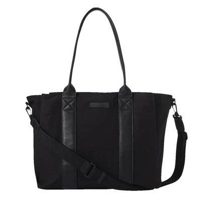 NEW Poppy & Peonies Black Tote Bag Zip Top Inner Pockets Pink Lining
