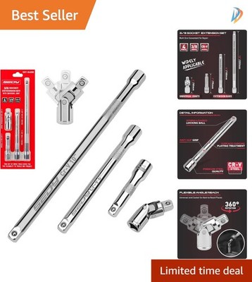 Efficient 4-Piece Socket Extension Set with Anti-Slip Grip for Secure Handling