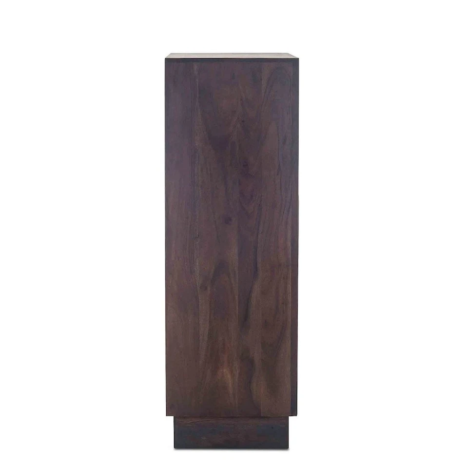 Cómoda Palermo 34 pulgadas madera de acacia borde vivo en acabado de nogal crudo Foto 3 de 4