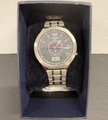 Stauer Mens Titanium Atomic Watch Analog and Digital Black 17468