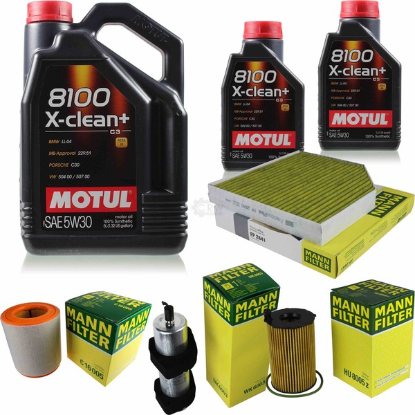 Inspektionspaket 7L Motul 8100 X-Clean+ 5W-30 FüR Audi A6 Avant 3.0 TDI Quattro-image