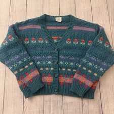 Laura Ashley Scotland Fair Isle Wool Cardigan Cottagecore Vintage Medium/Large
