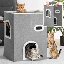Cuccia Verticale per Gatti Tiragraffi Casetta Animali 48x37.5x63 cm Grigio