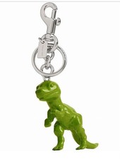 NWT Coach Rexy Bag Charm Keychain Silver Green Dinosaur CAX75 w/ Dogleash Clip