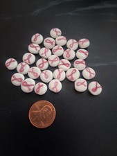 29 Breast Cancer White Pink-Ribbon Lampwork Beads
