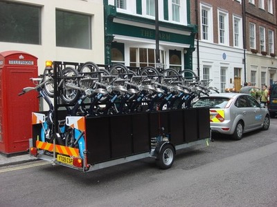 Photo A2 Barclays cycle hire vehicle moving bikes between docking statio c2010