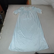 Vintage Lorraine Nightgown Womens Large Blue Lace Trim Long USA Old Money 80s