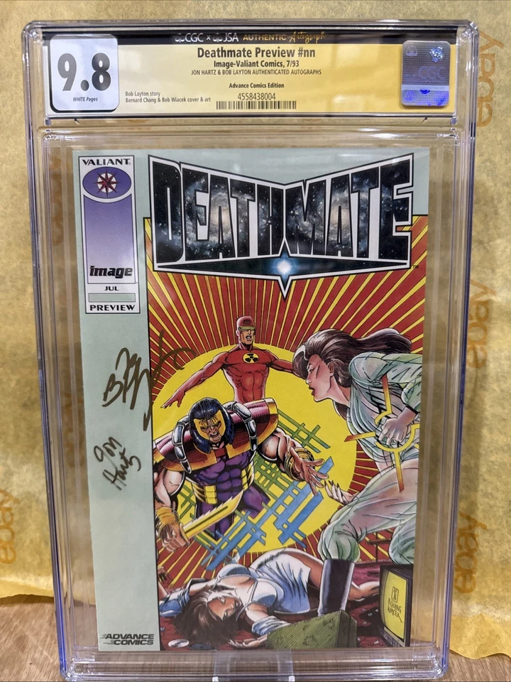 Image Deathmate Preview Green #nn Advance Comic Ss CGC 9.8 1993 Graded Signed 2x - Image 2 of 4