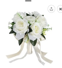 Wedding Throw Away Bouquets Bride, Champagne Roses Flowers Artificial Bridal