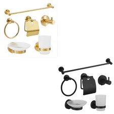 6-Piece Brushed Gold Bathroom Hardware Set, Towel Bar, Ring, Hook  Soap Dish