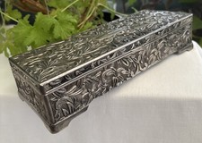 Silver-plated jewellery box, Godinger, mirror & red velvet lining, 1970s vintage