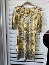 Alice + Olivia Delora baroque-print minidress In Lemon, Size 10