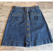 Christopher  Banks Denim Skirt 4 Mini Button Front A-Line Patch Pockets Y2K 90s