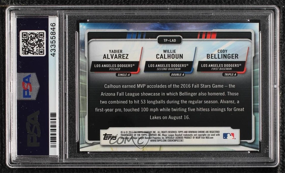 2017 Bowman Chrome Talent Pipeline Yadier Alvarez Willie Calhoun PSA 10 GEM MT - Image 2 of 2