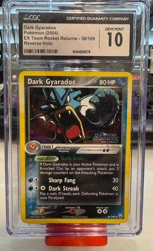 Dark Gyarados 2004 EX Team Rocket Returns 36/109 Reverse Holo - CGC 10