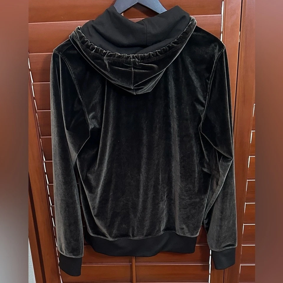 Women's True Religion Brown Velour Full Zip Hoodie Jacket Stitched Logo size Med - Image 4 of 4