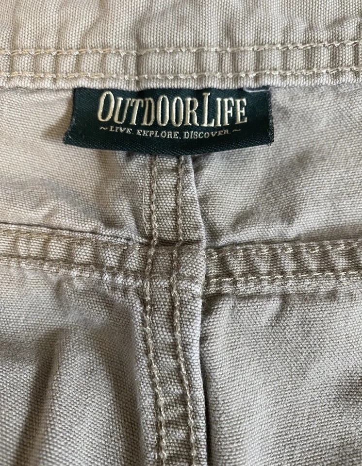Pantalones Cortos Outdoor Life Para Hombre Talla 42 Caqui Tostado Senderismo Bolsillos Cortos Frente Plano Foto 4 de 4