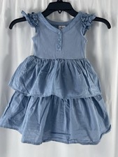 Janie and Jack Blue Ribbed Tiered Ruffle Dress Size 3