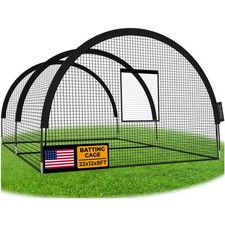 Portable Baseball Batting Cage with Pitching Machine Hole