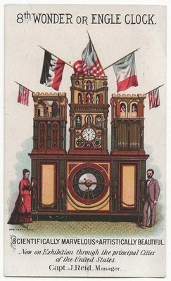 Trade Card 8th Wonder or Engle Clock, Stephen Engle, Jeweler Hazleton PA