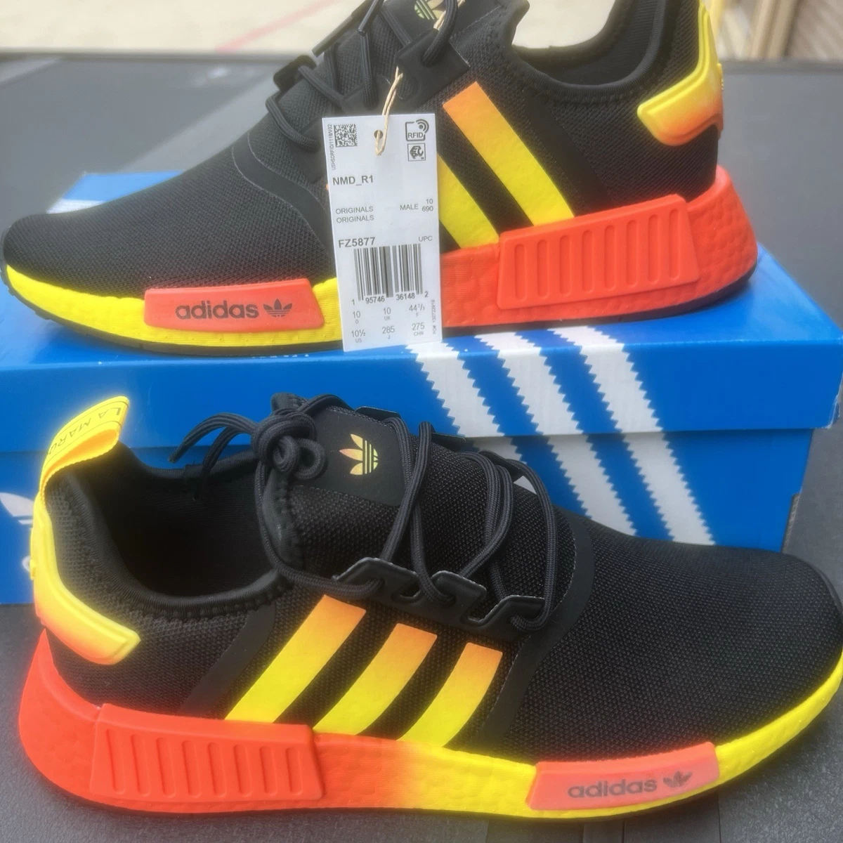 Adidas NMD_R1 Black Orange Yellow Gradient for sale | eBay