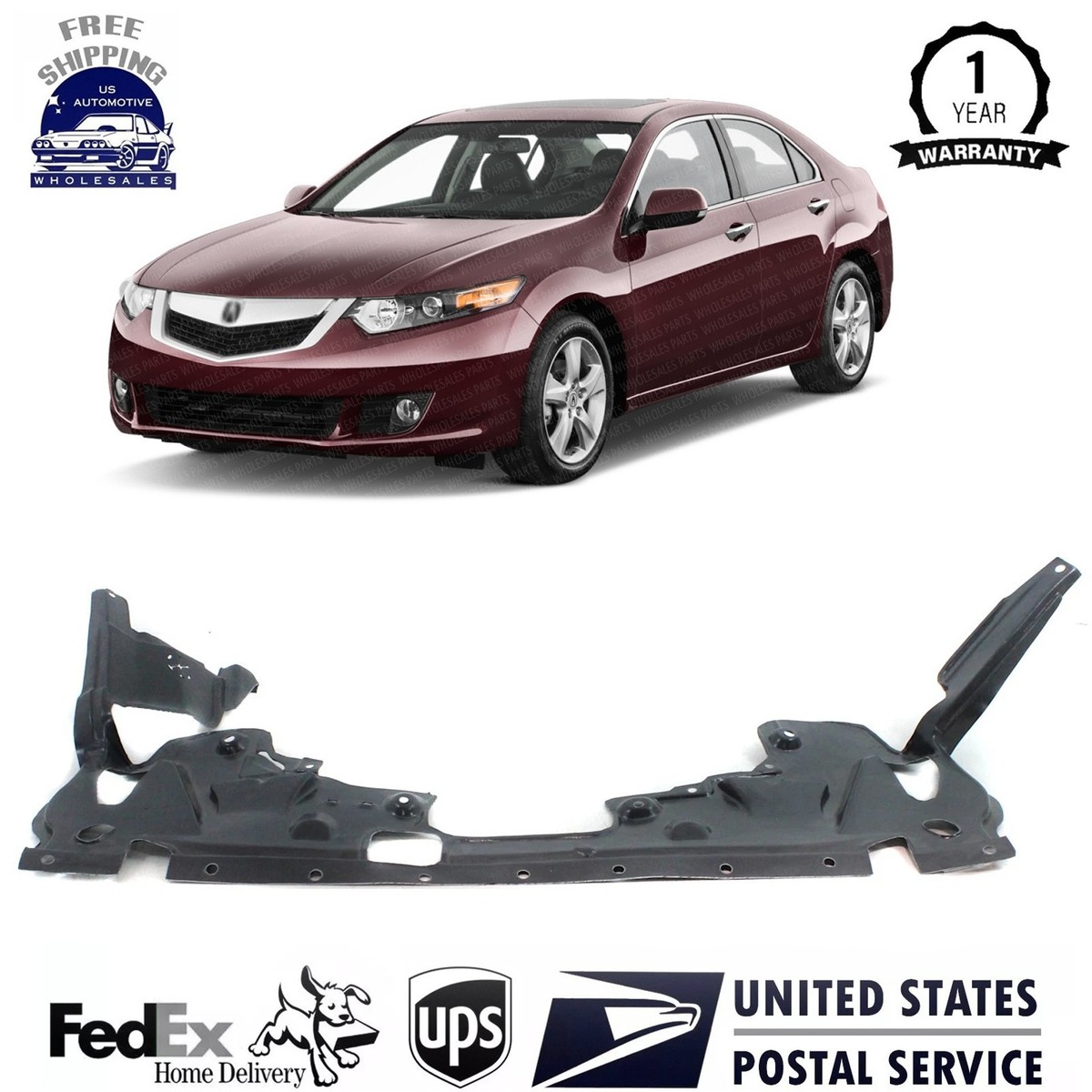 New 2010-2014 Acura TSX Sedan Front Engine Splash Shield | Black