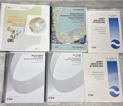 #ad IPC Certification Publications Lot WHMA A 620B J STD 001 IPC T 50M AJ 820A $125.00