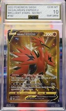 2022 Pokemon Fa/Galarian Zapdos V #182 Brilliant Stars-Secret AGS 10 GEM-MT 💎