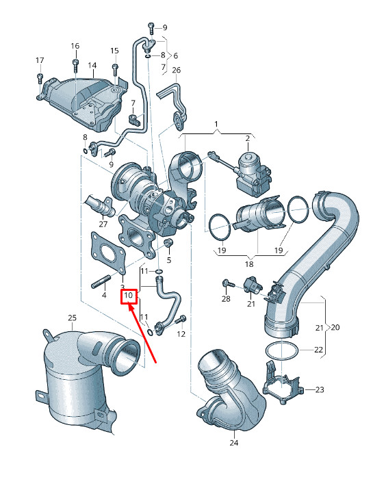 Conduite de retour d'huile pour turbocompresseur VW Arteon 3H 04E145735Ac