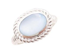 925 Sterling Silver Vintage Ring Twisted Rope Carved Oval Moonstone Sz 7 RG28561