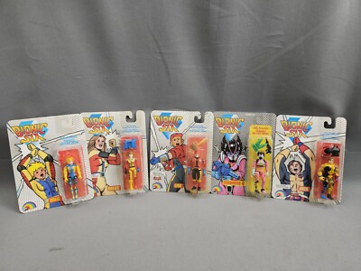 Rare 1986 LJN Toys Bionic Six 6 Eric Jack Helen Meg Madame-O Diecast Figure Card
