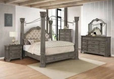 Avalon Grand Isle Canopy Bed (King) Preston Gray 6 Piece Bedroom Suite NEW/BOXED