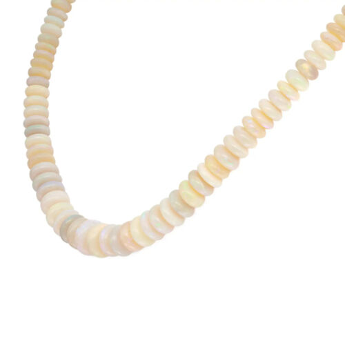 Australian Opal Single Strand Necklace 14K Yellow Gold 17 Inches - Picture 3 of 5