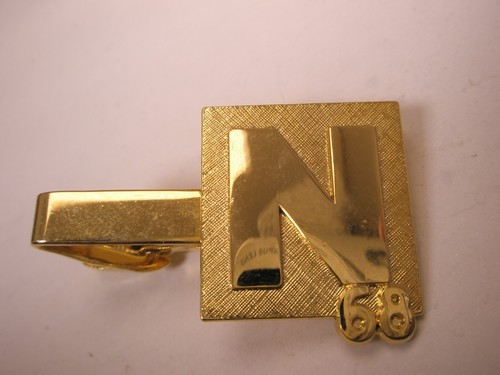 68 N Vintage Cuff Links & Tie Bar Clip set 1968 monogram - Picture 7 of 9