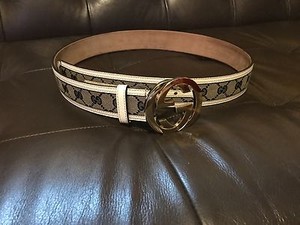 Men&#39;s Gucci Belt GG Guccissima Gold Blue White Italy 38 Italian Leather royal | eBay