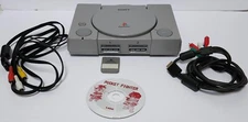 Sony PlayStation 1 PS1 Console Tested W/ Memory Card & Pocket Fighter Japanese