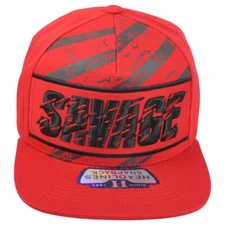 Savage Block Red Black Snapback Headlines Flat Bill Constructed Adults Hat Cap