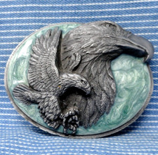 Eagle Belt Buckle Western Cowboy Strength Freedom Biker Vtg 90s Siskiyou .PCB544
