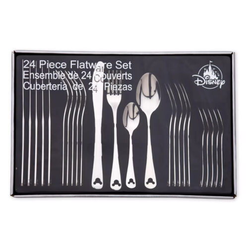 Disney Parks 24 Piece Flatware Set Icon Mickey Mouse Silverware Finish NEW - Picture 1 of 2