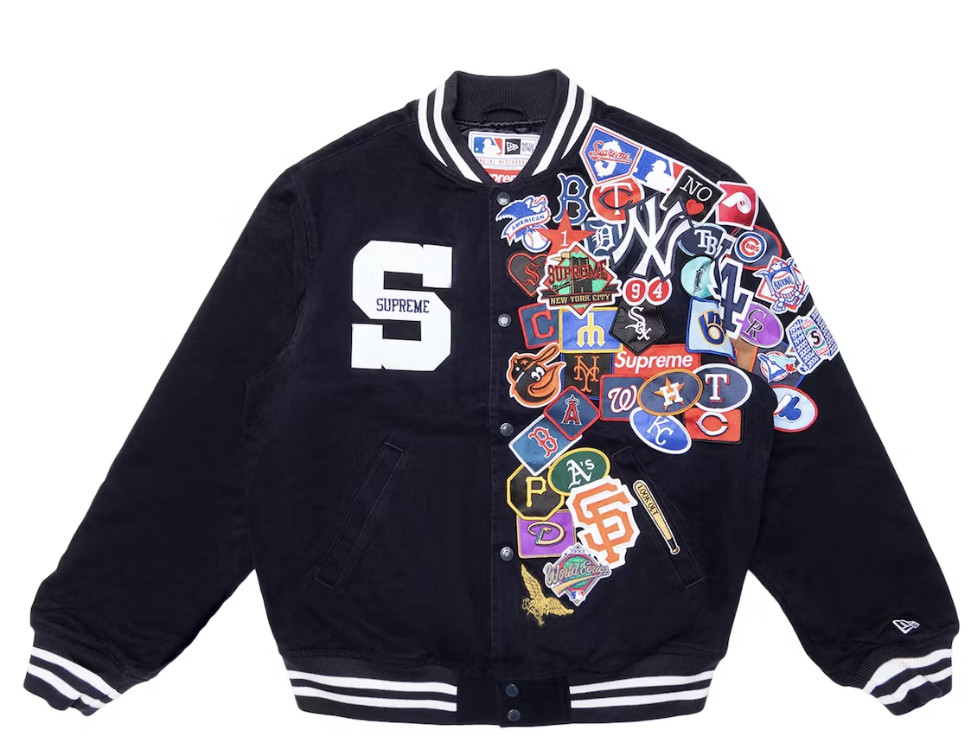 SUPREME 2020 SS NEW ERA MLB VARSITY JACKET NAVY SIZE M-XL DS OG