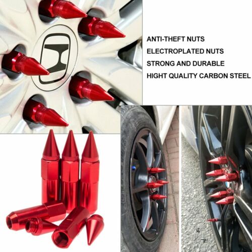 20X Red M12X1.5 JDM Extended Tuner Aluminum 60mm Wheels Rims Lug Nuts with Spike