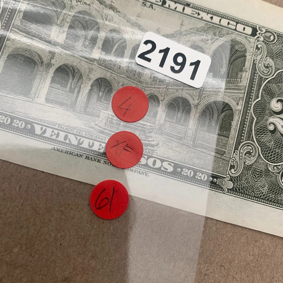 1961 Mexican 20 Pesos Banco de Mexico Currency Paper Money American Banknote Co. - Image 4 of 4