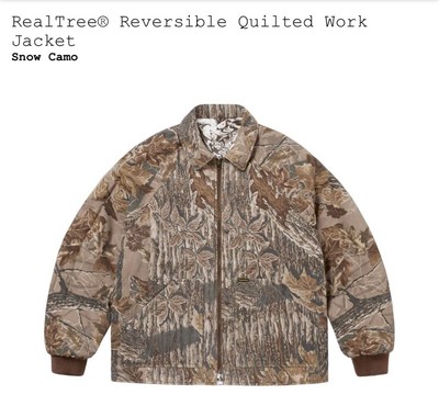 Supreme RealTree Reversible Quilted Work Jacket Snow Camo Size  