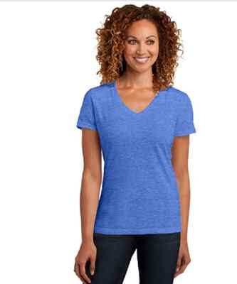New DistRict Made  S/S Tri Blend V Neck Tee Top 4X  Heth Royal MSRP $20.00